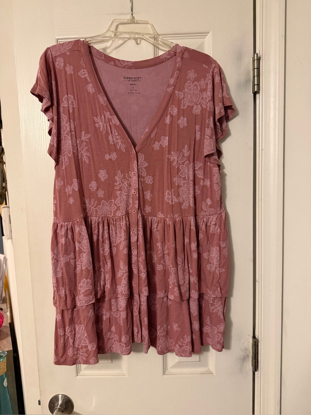torrid Dusty Rose Floral Tiered Button-Front Tunic
